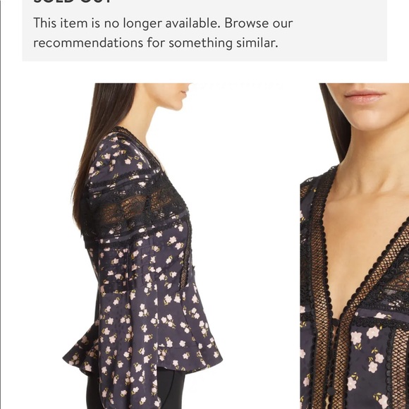 Self Portrait Ditsy Floral Print Peplum Top - Picture 7 of 7